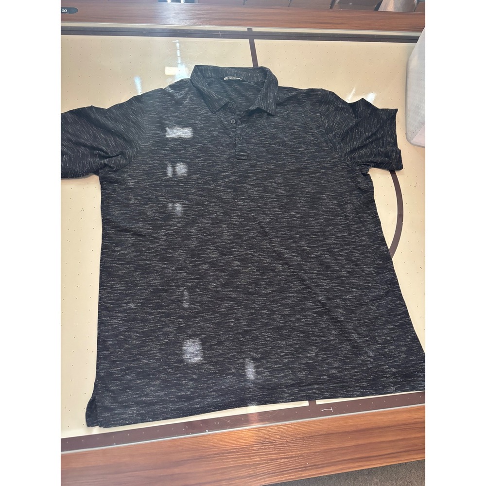 083 TravisMathew Mens XXXL Black Space Dye Short Sleeve Golf Polo Shirt XXXL